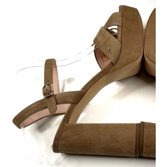 Kate Spade New York Delia Platform Beige Suede Sandals Size 9B New MSRP $228 - Picture 7 of 13